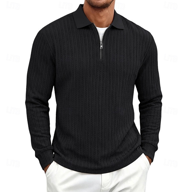 Rhett | Texturerad Quarter-Zip Polo Skjorta