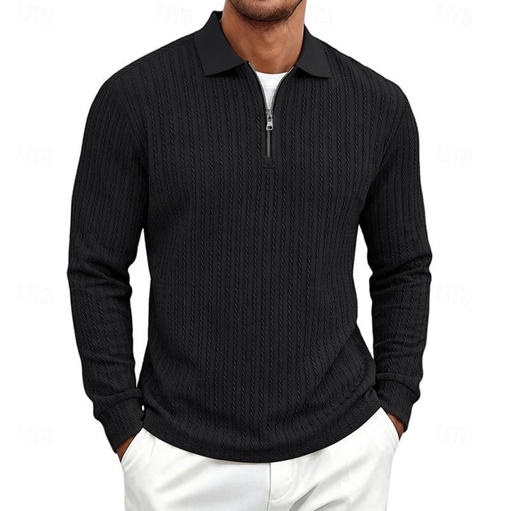 Rhett | Texturerad Quarter-Zip Polo Skjorta