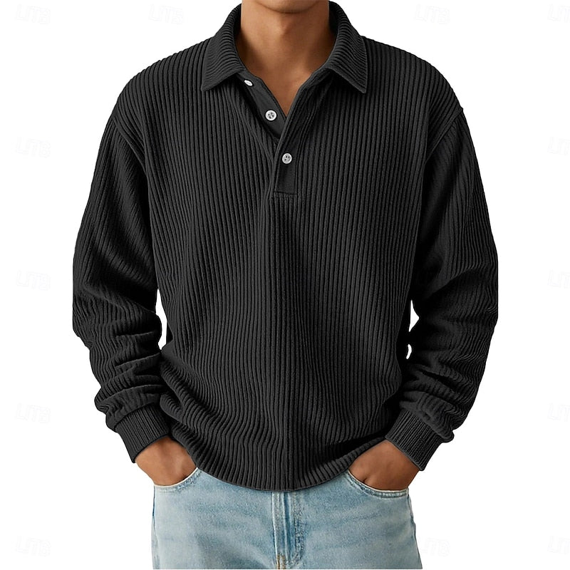 Wallace | Texturerad Polotröja med Lång Ärmar