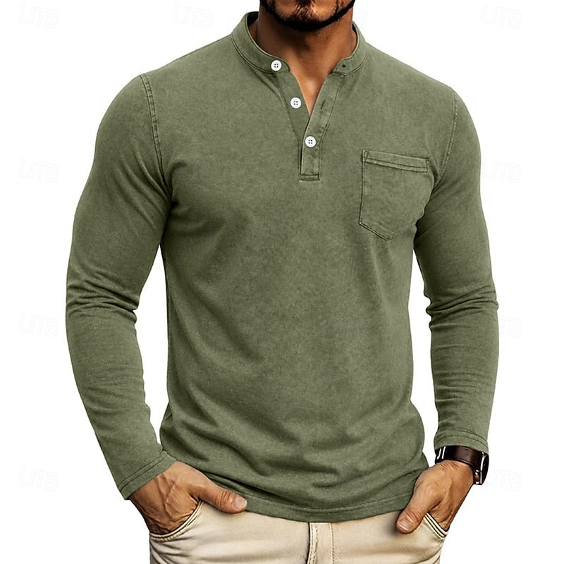 Weston | Klassisk Henley Skjorta med Långa Ärmar