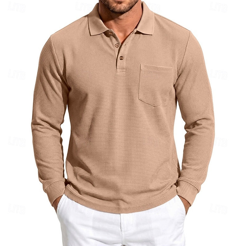 Quentin | Texturerad långärmad polo