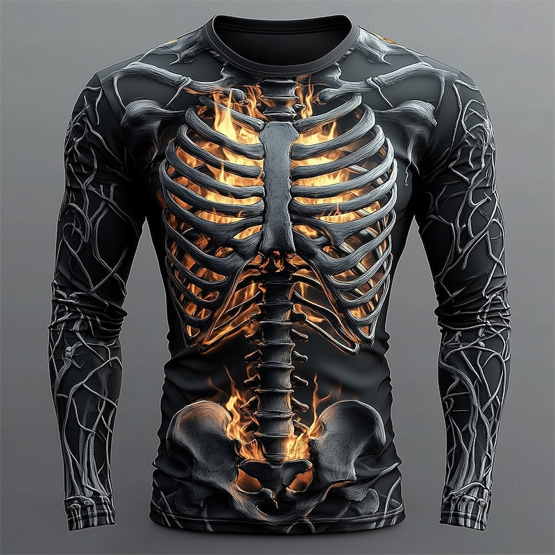 Jasper | Flammande Skelett Halloween Långärmad T-shirt