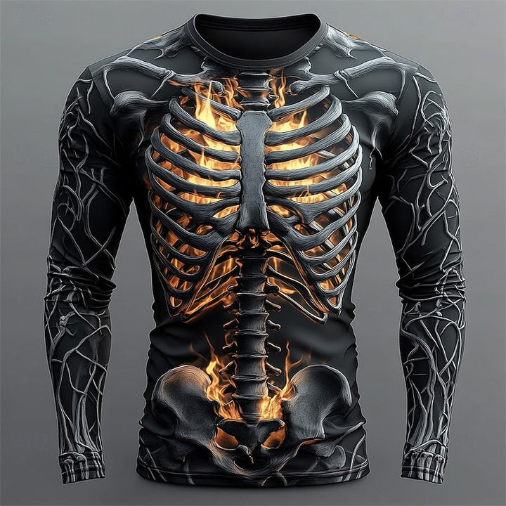 Jasper | Flammande Skelett Halloween Långärmad T-shirt