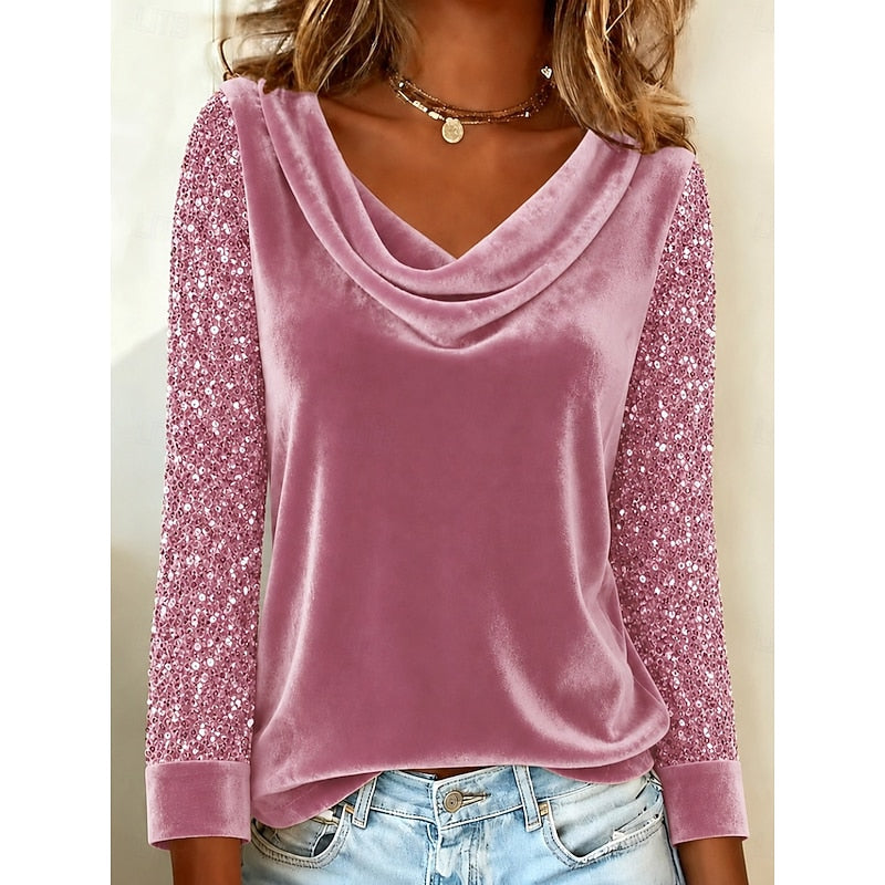 Marlene | Glittrande Cowl-Neck Top