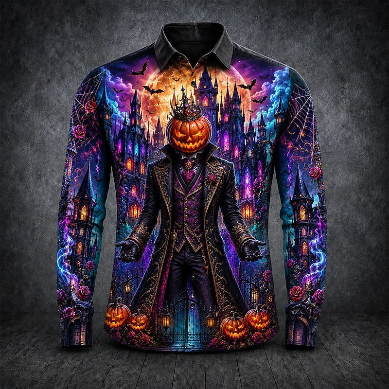 Thatcher | Halloween Gotisk Tryck Långärmad Skjorta