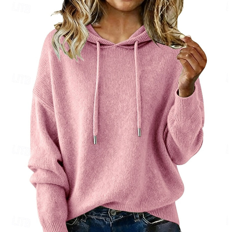 Delphine | Avslappnad Hooded Stickad Tröja