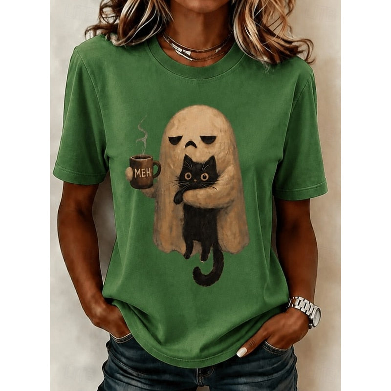 Phoebe | Spökkatt Halloween T-shirt