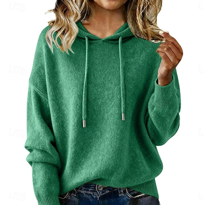 Delphine | Avslappnad Hooded Stickad Tröja
