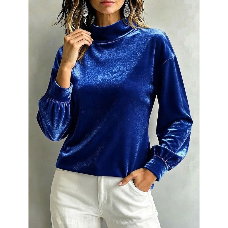Clarice | Elegant Mock Neck Blus
