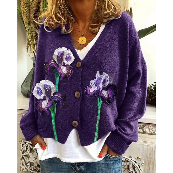 Hazel | Blommig Öppen Framskjutande Cardigan