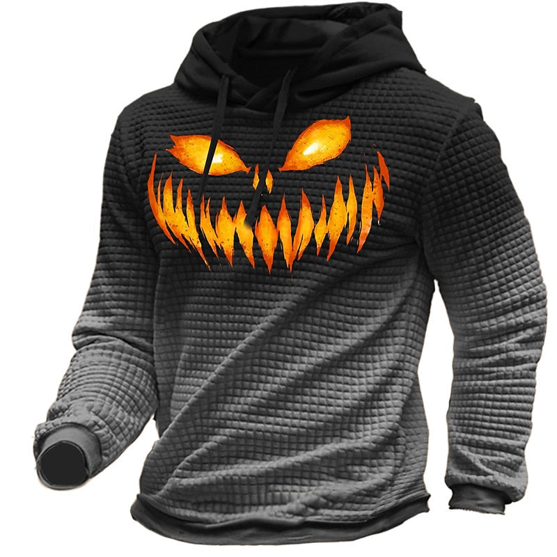Harlan | Halloween Texturerad Grafisk Hoodie