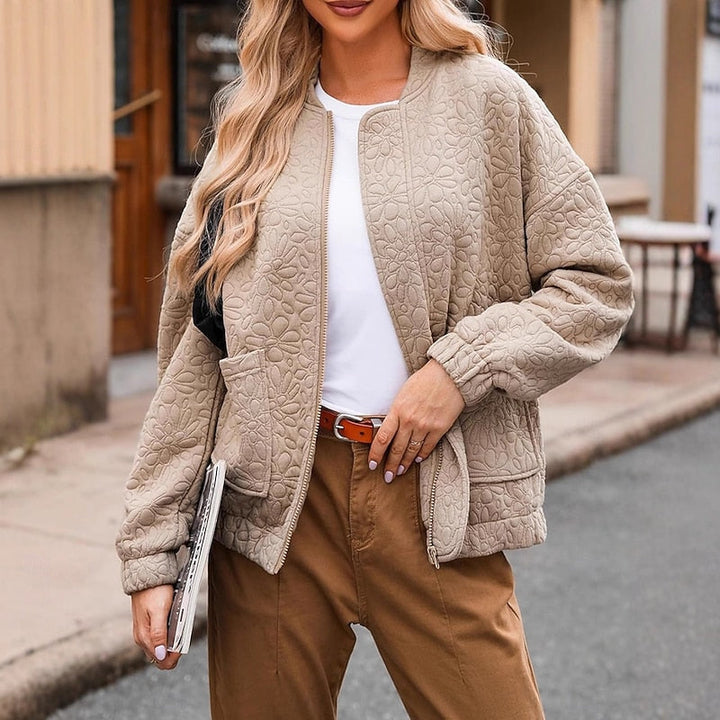 Camila | Texturerad Blommig Bomberjacka