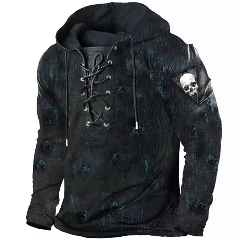 Cole | Halloween Snörning Skalle Hoodie