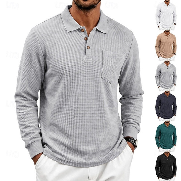 Quentin | Texturerad långärmad polo